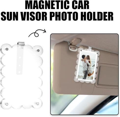 2PCS CAR SUN SUN VILEDOR ، حامل صورة أكريليك ، إطار صورة ، إطار صورة مغناطيسية ، مقطع ، حامل صورة ، إكسسوارات عرض صورة لمعظم أقنعة السيارات in Kuwait