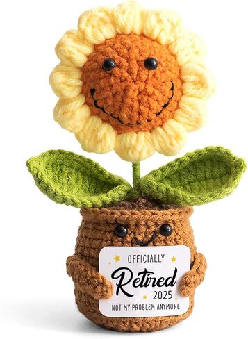 Funny Retirement Gifts for Women Mom Coworker Teacher - Mini Positive Sunflower Crochet A Wise Woman Once Said - Appreciation, Leaving, Farewell, Going Away Gifts for Friends, Employee in Saudi Arabia