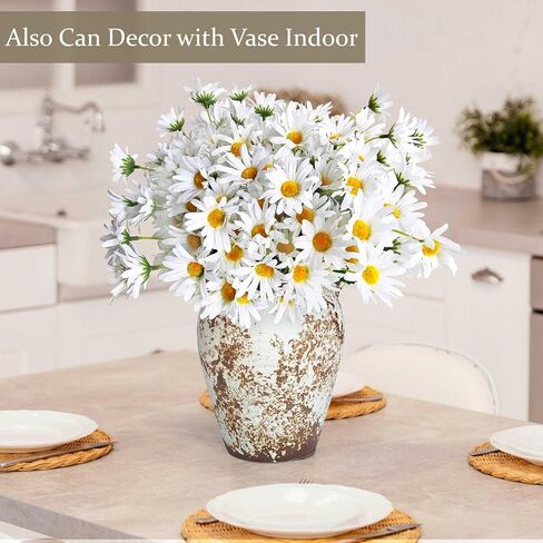 5 Bunches 16 inch - Realistic White Artificial Silk Daisy, Faux Wildflowers Bouquets with Stems for DIY Flower Arrangement Home Garden Wedding Decoration in Saudi Arabia