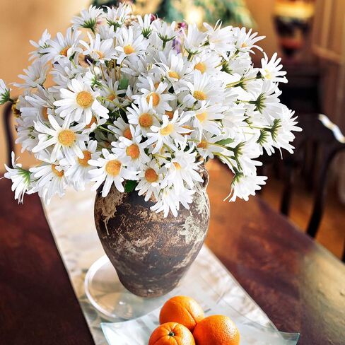 5 Bunches 16 inch - Realistic White Artificial Silk Daisy, Faux Wildflowers Bouquets with Stems for DIY Flower Arrangement Home Garden Wedding Decoration in Saudi Arabia