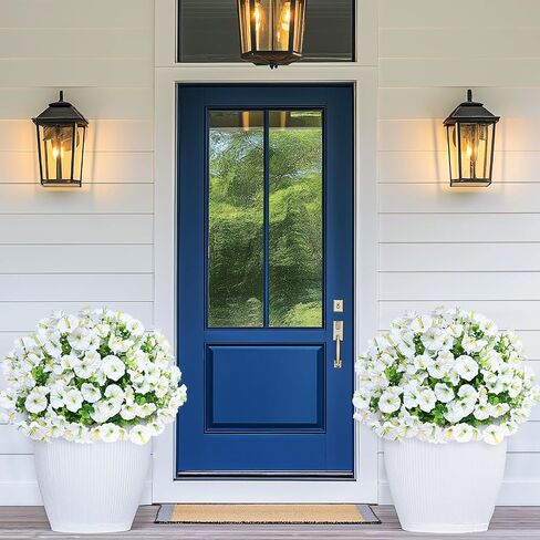 MARTINE MALL 12 Bundles Look Real Artificial Flowers for Outdoors, Realistic Fake Outdoor Flowers, UV Resistant Silk Petunia Flowers for Outside Faux Flowers Plants for Outdoor Porch, White in Kuwait