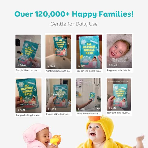 CrazyBubbles All Natural Bubble Bath for Kids & Baby, Hypoallergenic Bubble Bath Kids with Sensitive Skin, Gentle Eczema Safe Baby Essentials, Unscented Powder Mix with Colloidal Oats, Up to 30 Baths in Saudi Arabia
