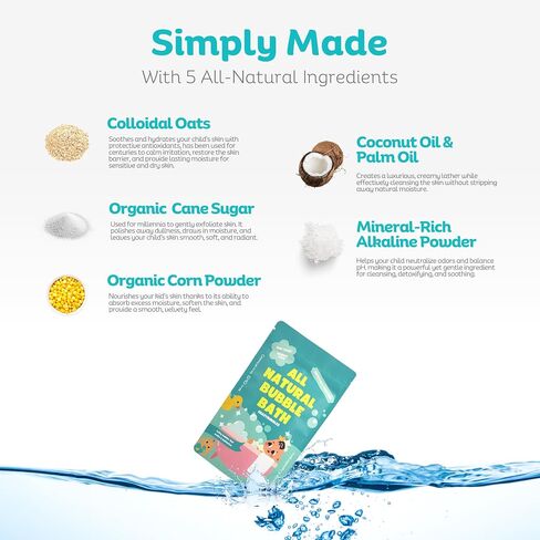 CrazyBubbles All Natural Bubble Bath for Kids & Baby, Hypoallergenic Bubble Bath Kids with Sensitive Skin, Gentle Eczema Safe Baby Essentials, Unscented Powder Mix with Colloidal Oats, Up to 30 Baths in Saudi Arabia