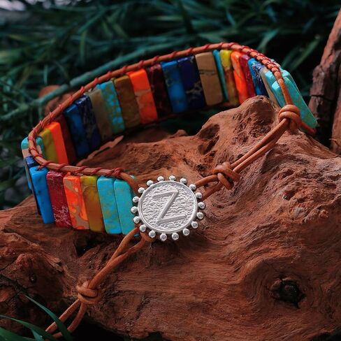 Initial Bracelets for Women, Chakra Bracelets for Women with Stones Bead Bracelet Women Men Boho Friendship Bracelets in Saudi Arabia