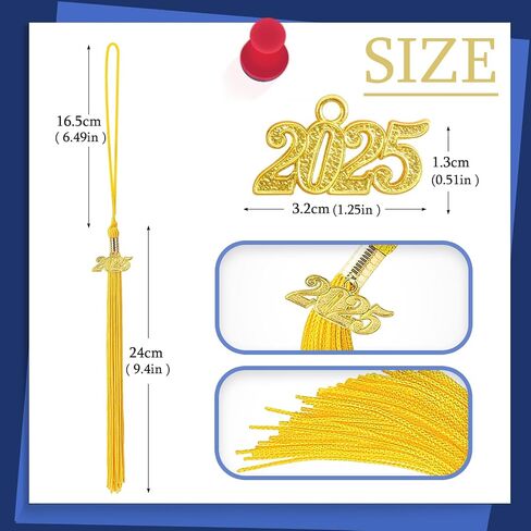 20Pcs Gold Graduation Tassels Academic Grad Cap Hat Tassel with 2025 Gold Charm for 2025 Graduation Ceremonies Accessories in Saudi Arabia
