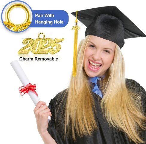 20Pcs Gold Graduation Tassels Academic Grad Cap Hat Tassel with 2025 Gold Charm for 2025 Graduation Ceremonies Accessories in Saudi Arabia