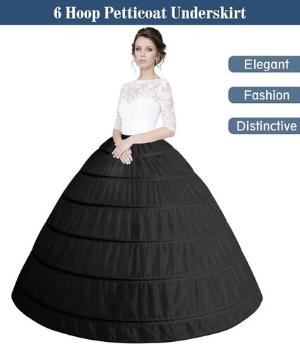 Mannice Full 6 Hoop Petticoat Skirt, Petticoats for Women Floor Length Crinoline Underskirt Petticoat Slip for Wedding in Saudi Arabia