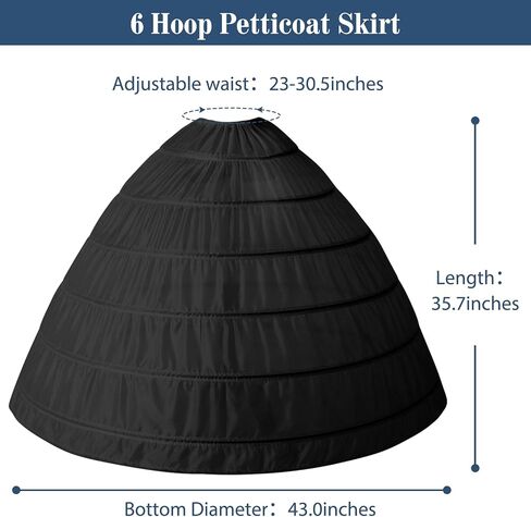 Mannice Full 6 Hoop Petticoat Skirt, Petticoats for Women Floor Length Crinoline Underskirt Petticoat Slip for Wedding in Saudi Arabia