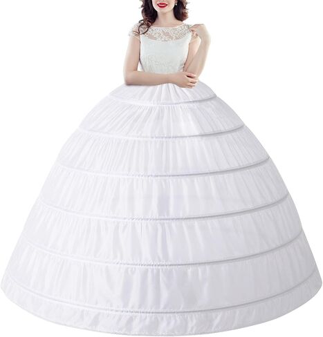 Mannice Full 6 Hoop Petticoat Skirt, Petticoats for Women Floor Length Crinoline Underskirt Petticoat Slip for Wedding in Saudi Arabia