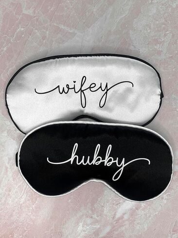Honeymoon Sleep Masks Set | Wedding Gift for Bride and Groom | Satin Blindfolds (Hubby & Wifey) in Saudi Arabia
