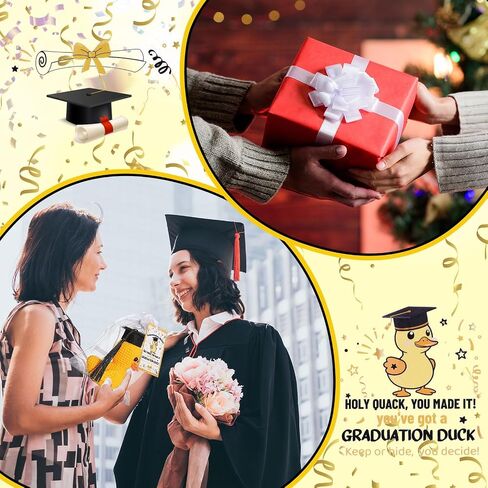Gerrii 3 Pack 2025 Graduation Grad Crochet Duck Decoration with Congratulation Cards Arganza Bags Higds for the He Middle School College Grad Fass (Black) in Kuwait