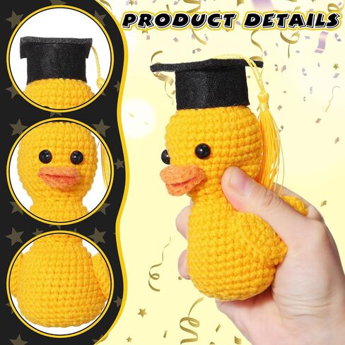 Gerrii 3 Pack 2025 Graduation Grad Crochet Duck Decoration with Congratulation Cards Arganza Bags Higds for the He Middle School College Grad Fass (Black) in Saudi Arabia