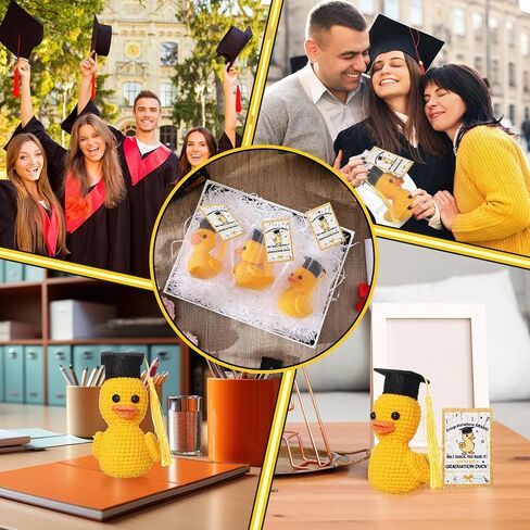 Gerrii 3 Pack 2025 Graduation Grad Crochet Duck Decoration with Congratulation Cards Arganza Bags Higds for the He Middle School College Grad Fass (Black) in Saudi Arabia
