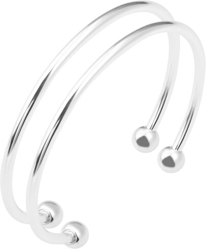 Stainless Steel Adjustable Bangle Bracelets for Women Gold/Silver/Rhodium Plated Simple Bangles Bracelets 3mm Stacking Open Cuff Bangles Set 2 Pcs/lot Gifts Jewelry in Kuwait