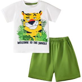 Boys T-Shirt & Shorts Set 2-Piece Outfit Cotton Summer Clothes for Toddler Boys 2-7 Years
