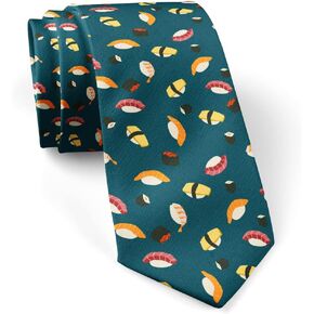 Skinny Slim Fashion Necktie for men, Novelty Conversational Neckwear Ties (Sushi Rolls Pattern)