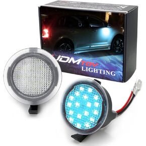 Ijdmtoy White LED تحت مصابيح بركة مرآة جانبية متوافقة مع Ford F150 Raptor Edge Explorer Flex ، Lincoln Navigator Mark Lt Mkx وما إلى ذلك (مدعوم من 18 جهازًا بيضاء SMD LED)