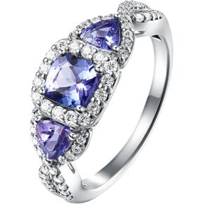 1 CT TANZANITE 3 Stone RING | 925 الفضة الاسترليني | حلقات الأحجار الكريمة للنساء ، مجوهرات الأحجار الكريمة للنساء | مجوهرات الأحجار الكريمة المخفية | حجم 5-10