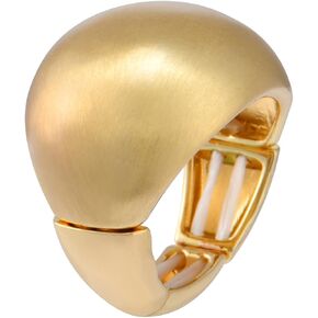 14 K Gold Plated Chunky Matt Brush Metallic Dome Adjustable Stretch Rings Jewelry for Women Costume Cocktail Prom in Kuwait