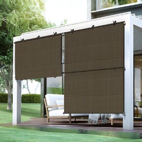 ظلال الفناء في الهواء الطلق 5'W x 6'H الستائر الأسطوانة القابلة للطي ، 220 GSM شمس الظل شاشات الشرفة الشرفة الخارج