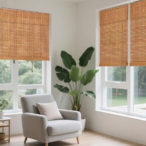 FoundGo 28" W x 64" H Roman Blinds Sun Shade,Retro Classic Filtering Roller Bamboo Curtains Bamboo Roll Up Window Bamboo Roller Curtain Shades for Windows,Doorways-Classic