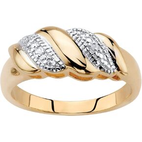 Palm Beach Jewelry 14K Yellow Gold Plated Genuine Diamond Accent Banded S Link Ring