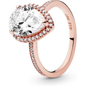 Pandora Jewelry Sparkling Teardrop Halo Cubic Zirconia Ring in Rose