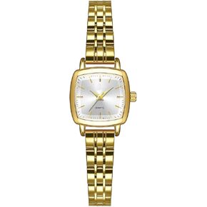 ADSBIAOYE Small Gold Watches for Women Vintage Ladies Stainless Steel Quartz Wrist Watches Womens Fashion Casual Bracelet Waterproof Watch
