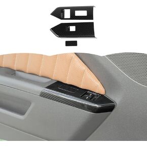 RT-TCZ Window Lift Switch Panel Cover Trim Decoration Interior Accessories for Ford Mustang 2010 2011 2012 2013 2014 (Carbon Fiber)