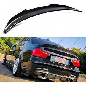 Rear Spoiler Compatible with 2006-2011 BMW E90 3 Series & 2008-2012 M3 Sedan, High Kick PSM Style, Exterior Duckbill Spoiler Trunk Tail Deck Lid Wing Lip (Carbon Fiber Pattern)