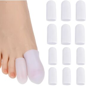 12 Pcs Silicone Toe Protectors Fittable Gel Toe Cap Breathable Toe Cover Sleeves Toe Cushions for Women Men Protect Toe from Rubbing Missing or Ingrown Toenails Corns Calluses Blisters
