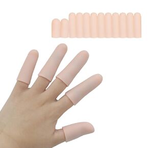12 Pieces Silicone Finger Cots, Gel Finger Protector Support, Finger Sleeves Finger Caps for Finger Arthritis, Trigger Finger, Corn Blister, Friction and Rubbing.