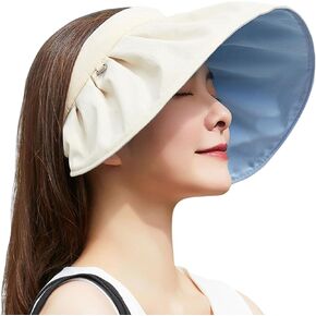 Womens Sun Visor Hats Large Brim Summer UV Protection Beach Cap UPF50+