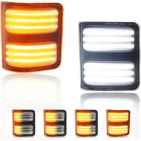 Sequential Switchback Side Mirror Running & Turn Signal Lights for F250 F350 F450 F550 2008-2016 Super Duty, [Visibility & Safety] Clear Lens White DRL & Parking Light, LED Amber Turn Signals