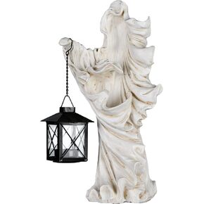 National Tree Company Tabletop Decoration, White, Ghost with Lantern, Holds One Candle, Halloween Collection, 14 Inches