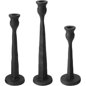 Heavy Duty Cast Iron Black Candlestick Holders Set of 3,Tall Taper Candle Holders,Table Vintage Decor Centerpiece Candle Holders for Fireplace Party Dining Home