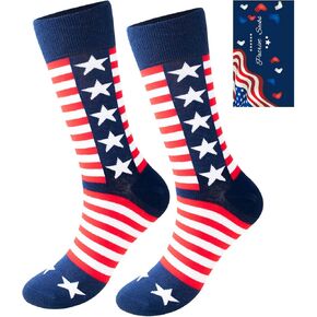 ZXGXLAW American USA Flag Socks Funny Men Women 4th July Middle Star And Stripe Patriotic Freedom Day Gifts