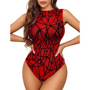 Avidlove Mesh Bodysitits للنساء القمصان التي تصيبها بالرقبة بلا أكمام