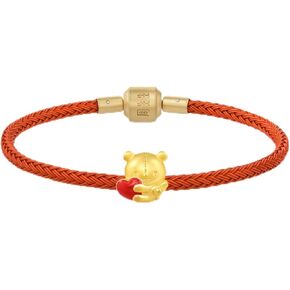 CHOW SANG SANG 999 24K Solid Gold Sweet Heart Bear Charm Bracelet for Women 17CM 94690C