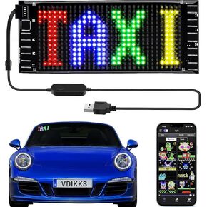 LED Sign Programmable FPCB Flexible Matrix Panel Small Screen Animation Text Message Scrolling LED Display for Home Decor, Car, Shop, Bar, Party, Business Festival 6.7x2.8 inch