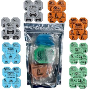 Wonder Wafers 40 Pack Car Air Fresheners - 4 Scent Bundle Variety Pack: Nu Car, New Leather, Clean Car, and Fresh N Clean - 10 Individually Wrapped Wafers of Each Scent!