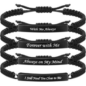 4 Pack Cremation Jewelry Urn Bracelet for Ashes Adjustable Personalized Memorial Keepsakes Handmade Braided Ashes Bracelet Bangle Rope for Women Men Loved Ones and Pets