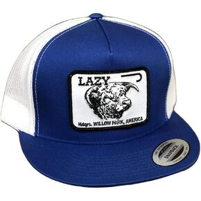 Lazy J Ranch Wear Blue & White 4 "Cattle Headquarters Willow Park Patch Cap Western Cowboy.