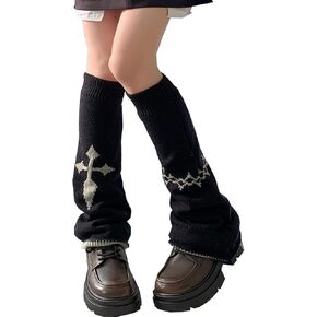 XEPST Lolita Leg Warmers - Harajuku Kawaii Knit Boot Socks - Gothic Winter Ankle Cover for Women Girls, 50 cm