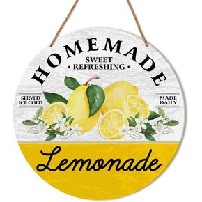Lemon Kitchen Wall Decor, Farmhouse Summer Lemon Sign Decor for Home Bar Dining Room Italian Lemon Wall Decorations Wooden Hanging Sign, Sweet Lemon Farm & Market