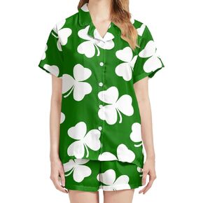 2 قطعة PJS Womens Button أسفل البيجام