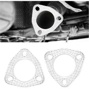 2PCS Exhaust Gasket,2.4" 3-Bolt Exhaust Flange Gasket,Multifunctional Manifold/Header/Muffler/Catalytic Converter Gaskets (2.4 inch)