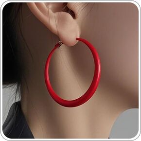 Colorful Hoop Earrings for Women 80s Hoop Earrings Neon Hoops Earring Colorful Matte Large Round Loop Earring 80s 90s Neon Jewelry for Women Accessories