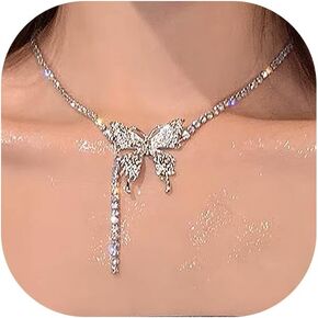 GIGB PBDK Silver Crystal Butterfly y Callarbone Necklace for Women - Fashion Fashion application قلادة قلادة choker sparkle هدية المجوهرات الهدية
