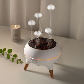 Mushroom Cloud 3-Timer Setting Aromatherapy Diffuser with 7-Smoke Modes & 7-Color LED, Water Jelly Shape Fog Machine for Home Decor, Bedroom, Office, Auto Shut-Off